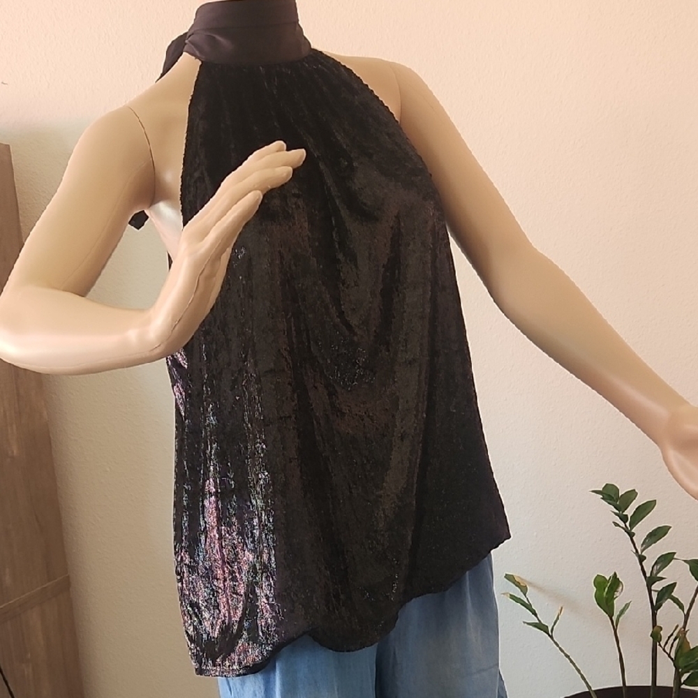 Black Halter Blouse with Relaxed Fit